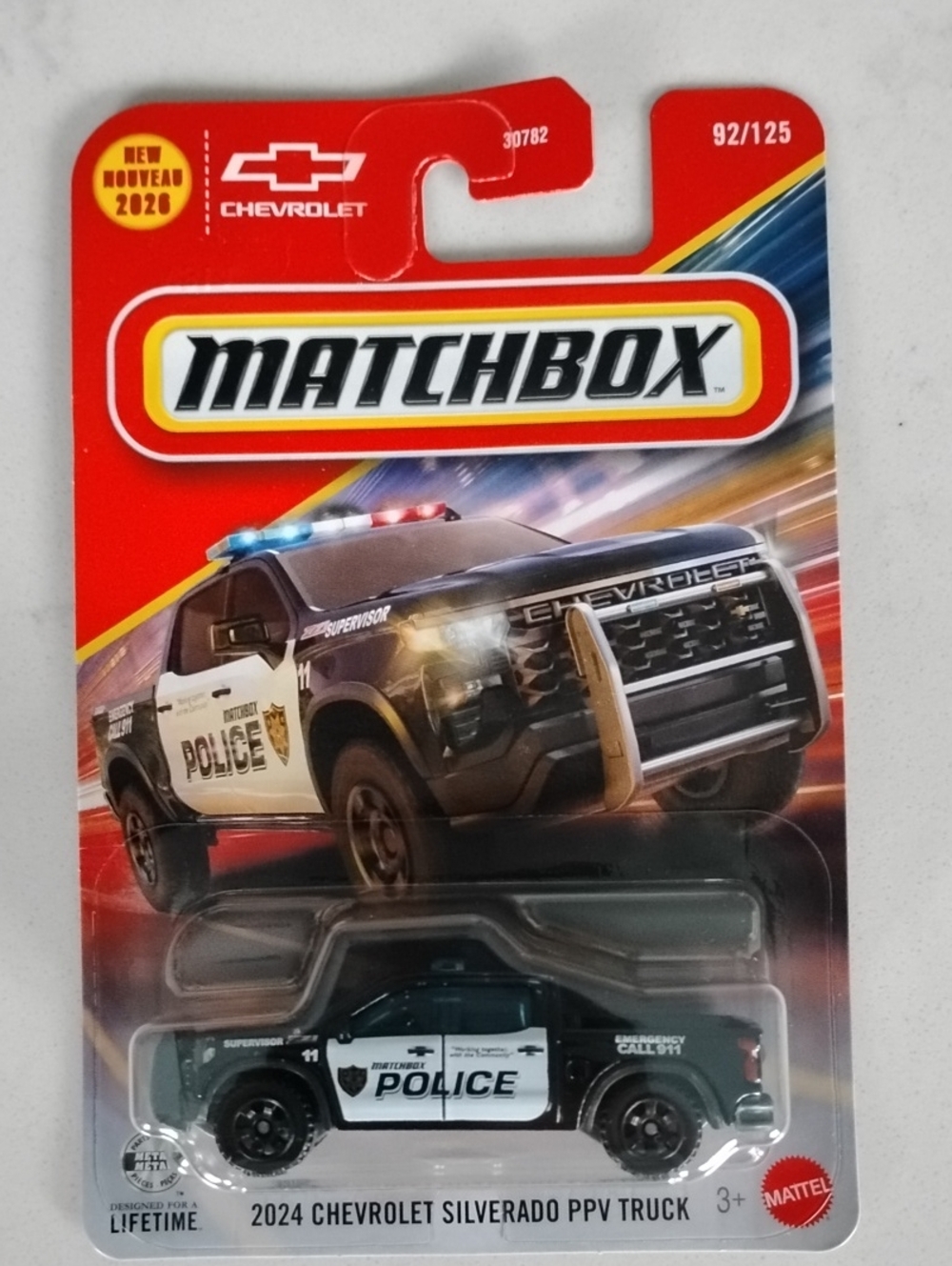 Mattel Matchbox 2024 Chevrolet Silverado PPV Truck - Black & White